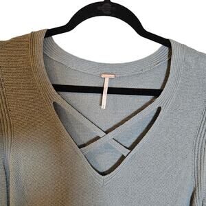 Free People Light Blue Crew Neck Sweater